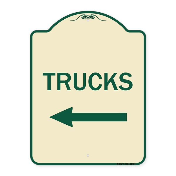Signmission Trucks Trucks With Left Arrow Heavy-Gauge Aluminum Architectural Sign, 24" x 18", TG-1824-22781 A-DES-TG-1824-22781